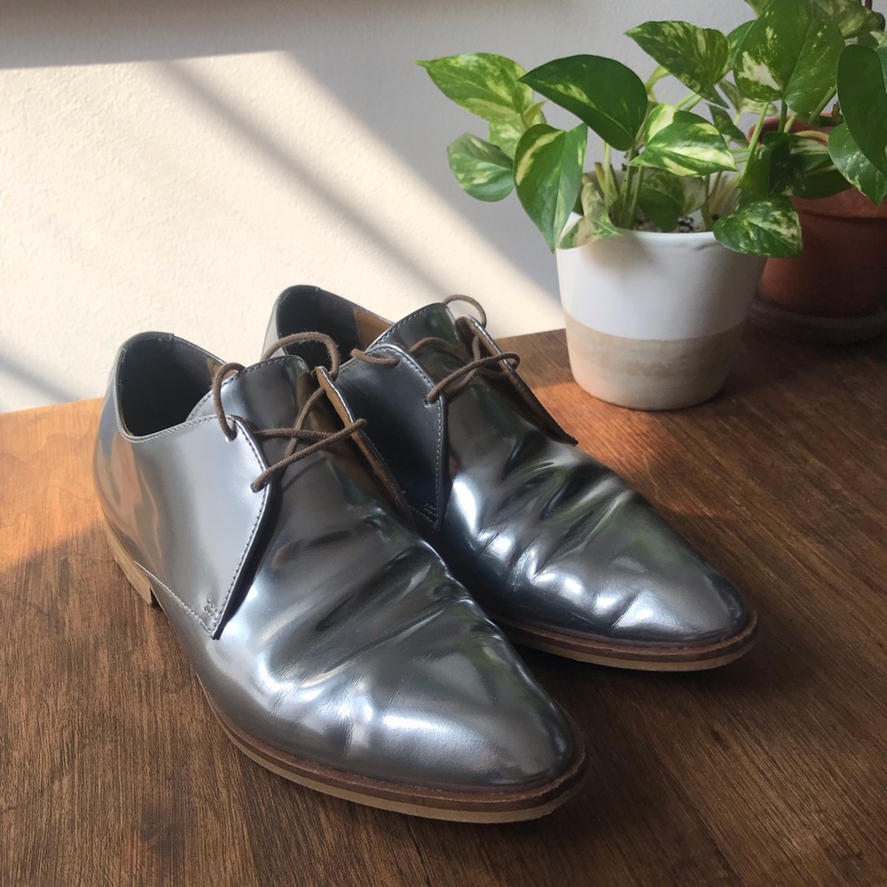Everlane Silver Oxfords Sz 6.5